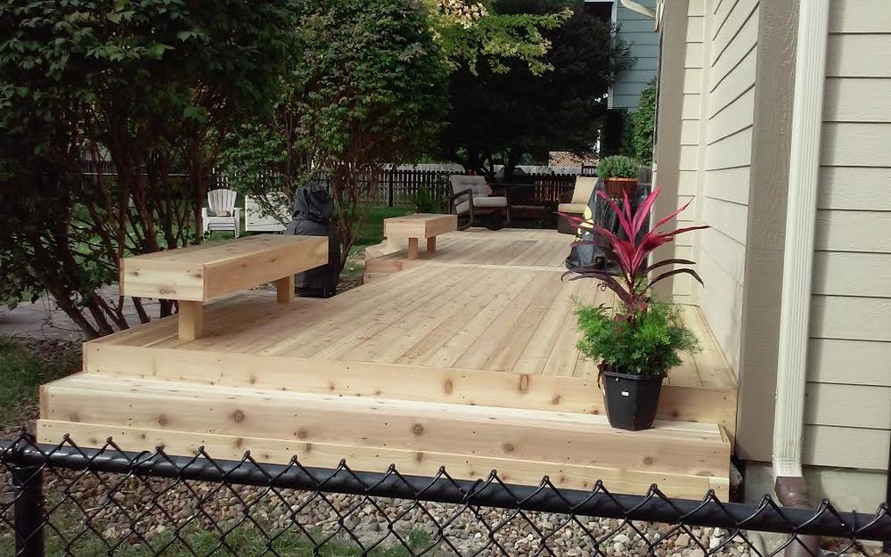 Simple Cedar Minimalist Deck with Seating